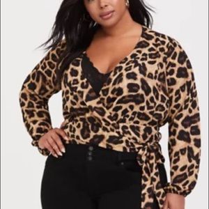 Leopard Wrap Blouse Torrid Size 0